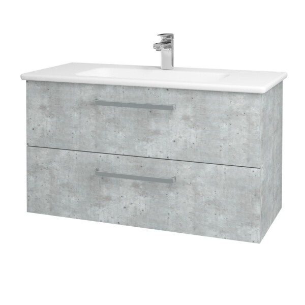 Dřevojas - Umyvadlová skříňka GIO SZZ2 100 - D01 Beton / Úchytka T01 / D01 Beton 130626A