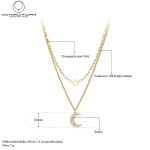 Ocelový náhrdelník Anna Gold - chirurgická ocel, půlměsíc, hvězda, Zlatá 40 cm + 5 cm (prodloužení)
