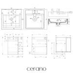 CERANO - Koupelnová skříňka Esme - černá matná + umyvadlo z lit. mramoru - černá matná - 45x62,5x45 CER-999990