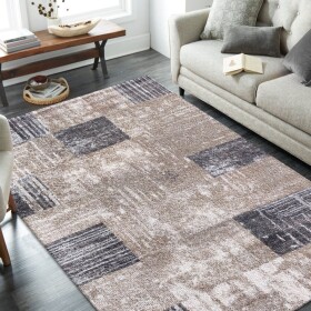 DumDekorace Moderní koberec Panamero - hnědý s geometrickým vzorem Šířka: 160 cm | Délka: 220 cm