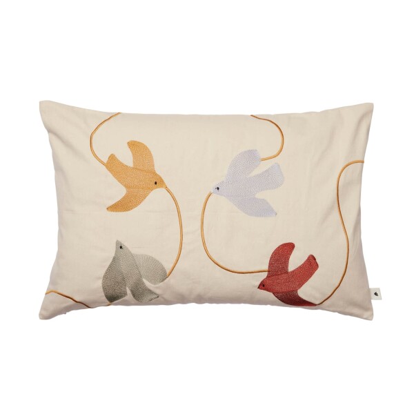 Ferm Living Povlak na polštář s výšivkou Swif Bird 40 × 60 cm, multi barva, textil