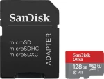SanDisk Ultra microSDXC 128GB + adaptér / Class 10 / UHS-I / U3 / A1 / čtení: až 120MBs (SDSQUA4-128G-GN6MA)