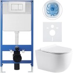 CERANO - Kompletní WC set Profi/Felci - bílá lesklá - WC tlačítko Classic/Bílá - předstěnová instalace - 52,5x36 CER-8050BD64