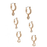 GUESS náušnice Huggie Hoop Earrings Set zlaté Zlatá