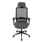 Židle kancelářská, černá MESH síťovina, černá látka, plastový kříž, synchronní mechanismus, kolečka pro tvrdé povrchy