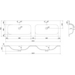 MEXEN - Vela dvojumyvadlo zapuštěné do desky 161 x 46,5, bílá mat 25231601D