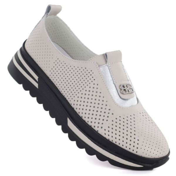 Dámské kožené boty na platformě béžové barvy S.Barski 7092 39