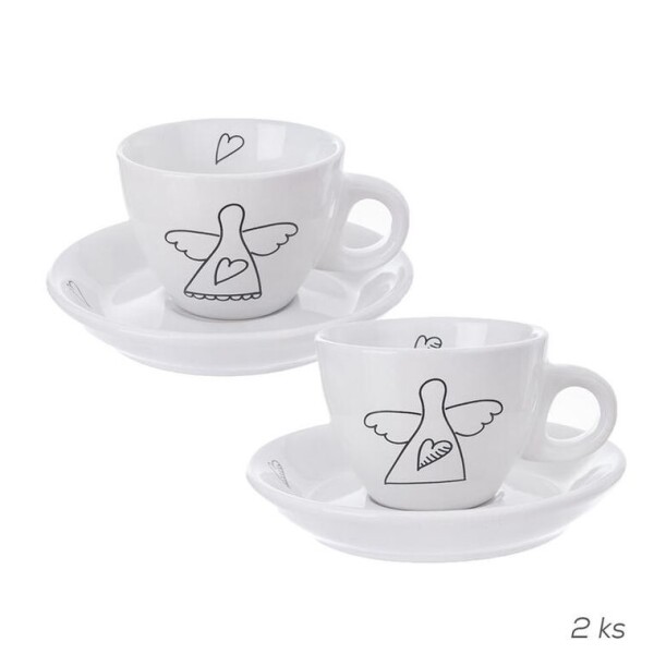 Sada hrnečků s podšálkem ANDĚL 90 ml 2 ks
