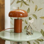 MADAM STOLTZ Stolní lampa Enamel Rust, oranžová barva, hnědá barva, kov