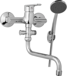 JB Sanitary Nástěnná umyvadlová a sprchová baterie FINERY, rozteč 150 mm, s příslušenstvím, trubkové ramínko 300 mm F10 36 51