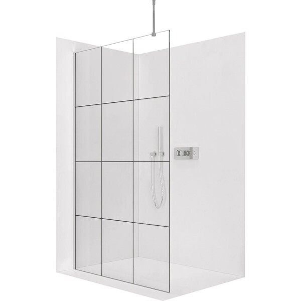 CERANO Sprchová zástěna Walk-in Onyx Top Round L/P - 8 mm - kulatá vzpěra - chrom, industriální sklo - 140x200 cm