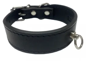 Huhubamboo Exclusive obojek černý XS / Obojek pro psy / Rozšířený / 24 mm x 22-27 cm / hovězí kůže (355517)