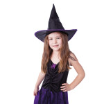Dětský kostým Čarodějnice fialová s kloboukem, vel. M