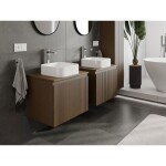 MEXEN/S - Rivel koupelnová skříňka pod umyvadlo 60 cm s deskou, 1 šuplík, reliéf , ořech 91A20-06047-1-BFC86