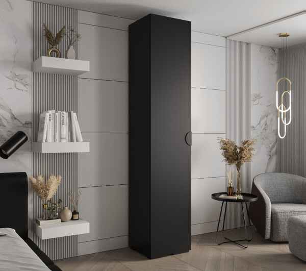 Šatní skříň Abi Inova 4 Rozměry: 50 cm, Pásky / úchyty: Černá, Barva korpusu + barva dveří: Černá