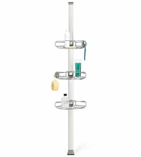 Simplehuman Rohová tyč s nastavitelnými poličkami do sprchy / nerez / hliník/ 152 -243cm (BT1109DC)