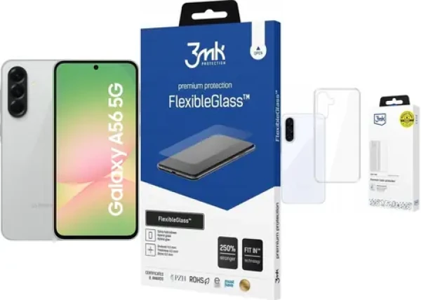 Samsung Galaxy A56 5G světle šedá 128GB + FlexibleGlass + Clear Case / Smartphone / 8GB / 128GB