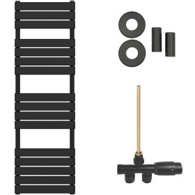 CERANO Koupelnový radiátorový set Claude - ústřední vytápění - boční jednobodové připojení - 767W - černá matná - 1600x500 mm