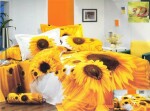 Bílo žluté ložní povlečení s motivem slunečnic Šířka: 160 cm | Délka: 200 cm 2ks 70x80 cm (standard zdarma) Šířka: 160 cm | Délka: 200 cm