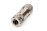 Digitus M12 zásuvka X-kódovaná stříbrná / Konektorová zásuvka / Cat.6A / 10GBase-T / PoE / IP67 (DN-936M12-J)