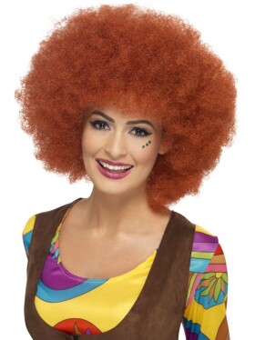 Rezavohnědá objemná afro paruka 60. a 70. léta