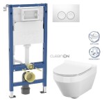 GEBERIT DuofixBasic s bílým tlačítkem DELTA21 + WC CERSANIT CLEANON CREA OVÁL + SEDÁTKO 458.103.00.2 21BI CR1