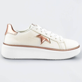 Bílo-měděné šněrovací tenisky sneakers hvězdičkou (BB126N) Bílá XL (42)