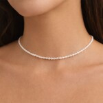 Perlový choker náhrdelník Emilie Gold - chirurgická ocel, sladkovodní perla, Zlatá 36 cm + 3 cm (prodloužení)