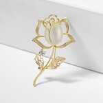 Brož Swarovski Elements Catherina Gold - květina, Zlatá