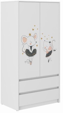 DumDekorace Dětská šatní skříň s motivem myšky – 180 × 55 × 90 cm
