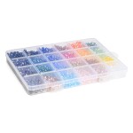 Velká sada - broušené skleněné korálky - mix barev - 5,5 x 5 mm - krabička