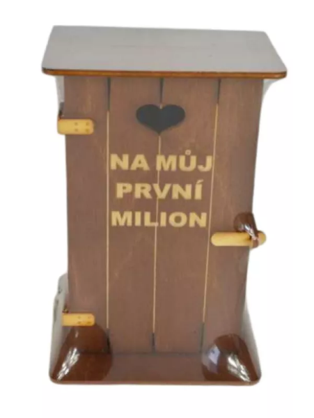 Ptakoviny.cz Pokladnička kadibudka dřevěná - Na můj první milion