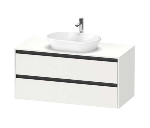 DURAVIT - Ketho.2 Umyvadlová skříňka s výřezem 57x120x55 cm, 2 zásuvky, matná bílá K24897018180000