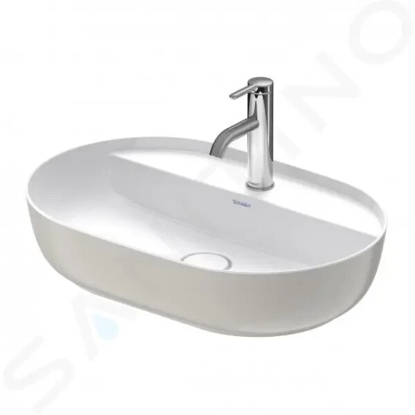 DURAVIT - Luv Umyvadlo na desku, 600x400 mm, bez přepadu, s otvorem pro baterii, WonderGliss, bílá/matná šedá 03806023001