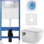 CERANO - Kompletní WC set Profi/Dure - bílá lesklá - WC tlačítko Slim/Chrom - předstěnová instalace - 51x35 CER-665890
