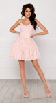 Společenské dámské šaty na ramínka krajkové s sukní růžové Růžová / L L model 15042968 - Sherri