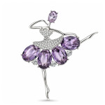 Brož Swarovski Elements Evelyne - baletka, Stříbrná