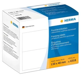 Herma frankovací etikety dvojité 130x40 mm bílá / Etikety / A4 / samolepicí / 1000 ks (4318)