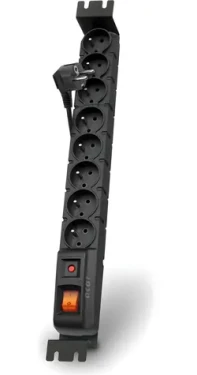 19" Acar S8 FA RACK černá / Napájecí panel / 8x zásuvka 230V / přepěťová ochrana 10A / kabel 5m (ALPACARS8FA05B)