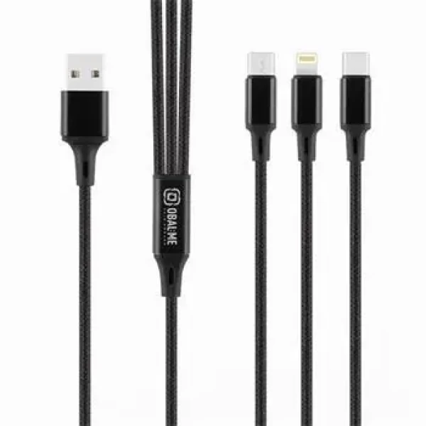 OBAL:ME 3v1 AllConnect Fast Charge USB-A/USB-C, Lightning, Micro-USB Kabel 1.2m Black (57983125485)