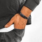 Korálkový náramek Isaac - 6 mm přírodní onyx a tygří oko, 21 cm Modrá