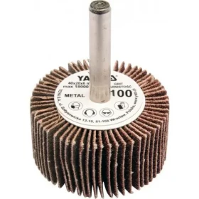 YATO Kotouč lamelový radiální 40x20 P-60 s hřídelí 6 mm / Kotouč lamelový radiální / Zrnitost P60 / Stopka 6 mm