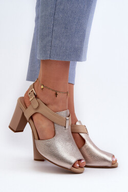 Dámské sandály na podpatku z eko kůže zlaté Queenmarie 40