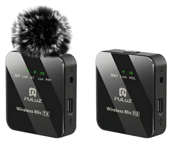 Puluz PU3153B / Bezdrátový klopový mikrofon / TX + RX / 2,4 GHz / dosah 10 m (PU3153B)