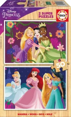EDUCA Dřevěné puzzle Disney princezny