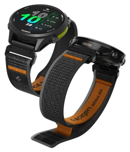 Spigen Athlex Air řemínek pro Garmin QuickFit 22mm černo-oranžová / Řemínek / Nylon / Quick Fit / 155–245 mm (AMP11426)