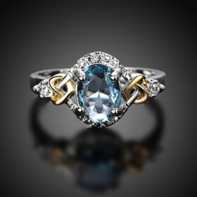 Prsten Swarovski Elements Santini Luxus Elegance srdíčko, Světle modrá