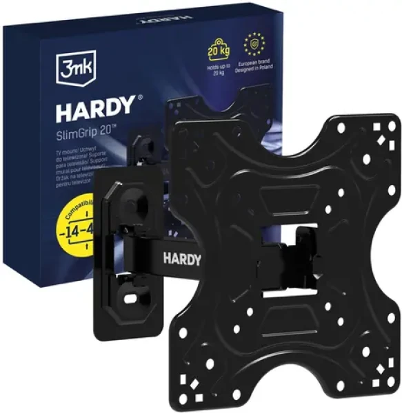 3mk Hardy SlimGrip 20 / Držák TV / do 20 kg / 14"-42" / VESA 200x200 mm / otočení 180°