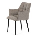 Židle jídelní, hnědá vodoodpudivá látka, černý matný lak, kovové nohy