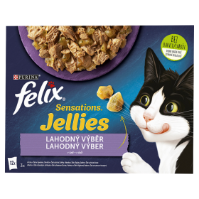 Felix Sensations výběr v ochuceném želé s jehněčím makrelou sleďem a krůtou 12 x 85 g